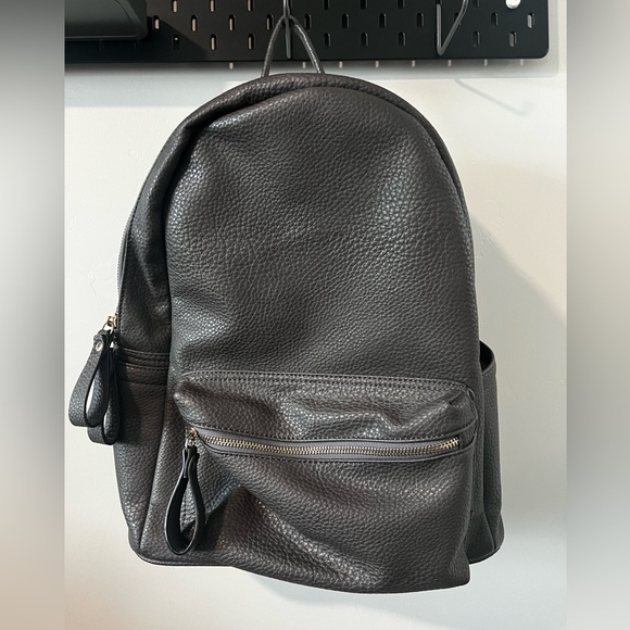 Grey Vegan Leather Backpack - Picture 2 of 8